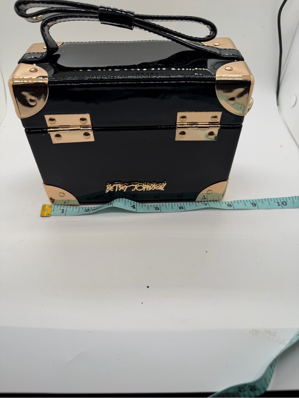 Betsey Johnson Black Mini Star-Studded Box Bag with Gold Accents - Picture 3 of 4